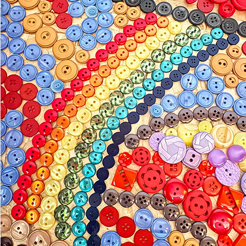 detail from the mosaic made out of buttons